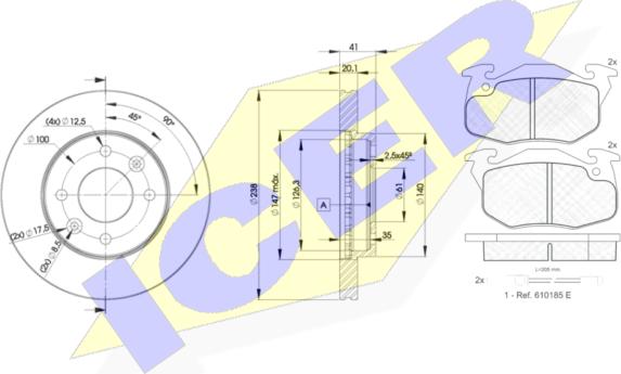 Icer 30633-6572 - Комплект гальм, дисковий гальмівний механізм autocars.com.ua