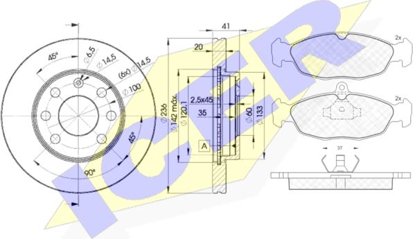 Icer 30858-1440 - Дисковый тормозной механизм, комплект avtokuzovplus.com.ua