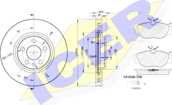 Icer 31046-4620 - Дисковый тормозной механизм, комплект avtokuzovplus.com.ua