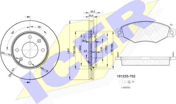 Icer 31255-4694 - Дисковый тормозной механизм, комплект avtokuzovplus.com.ua