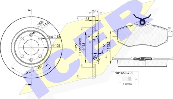 Icer 31450-4692 - Дисковый тормозной механизм, комплект avtokuzovplus.com.ua