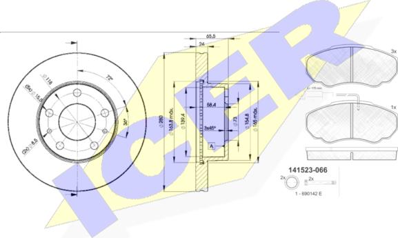 Icer 31523-4681 - Дисковый тормозной механизм, комплект avtokuzovplus.com.ua