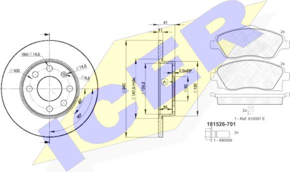 Icer 31526-9020 - Дисковый тормозной механизм, комплект avtokuzovplus.com.ua