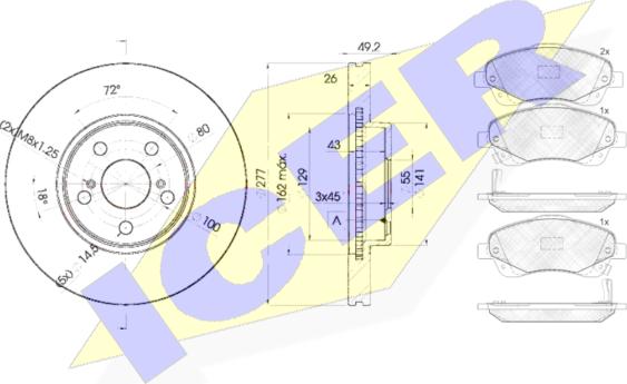 Icer 31573-0504 - Комплект гальм, дисковий гальмівний механізм autocars.com.ua