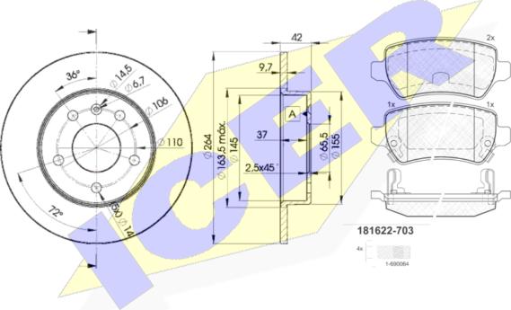 Icer 31622-9110 - Комплект гальм, дисковий гальмівний механізм autocars.com.ua