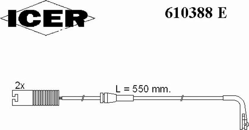 Icer 610388 E - Сигнализатор, износ тормозных колодок avtokuzovplus.com.ua