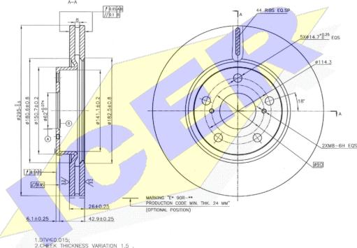 Icer 78BD0009-2 - Тормозной диск avtokuzovplus.com.ua