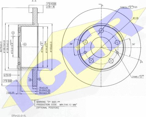 Icer 78BD0020-2 - Тормозной диск autodnr.net