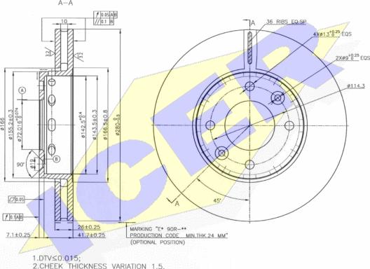 Icer 78BD0021-2 - Гальмівний диск autocars.com.ua