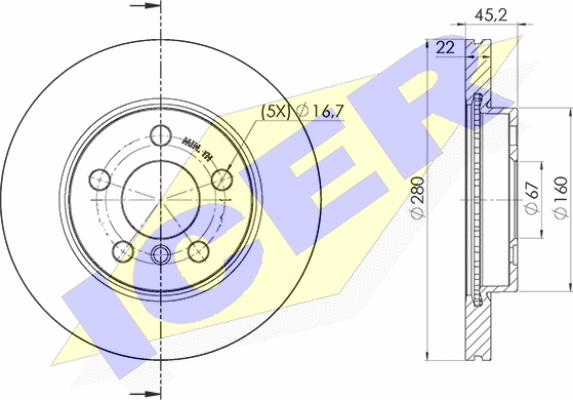 Icer 78BD0039-2 - Гальмівний диск autocars.com.ua