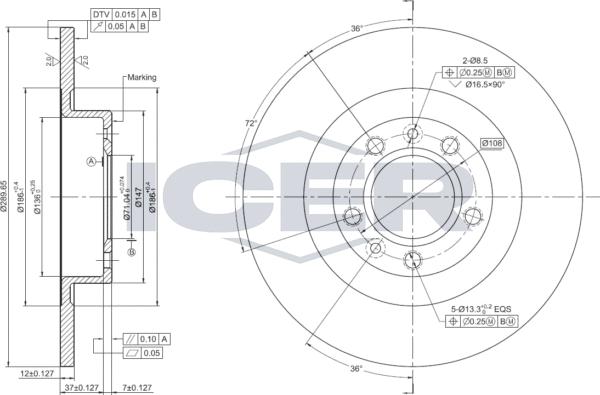 Icer 78BD0040-2 - Тормозной диск avtokuzovplus.com.ua