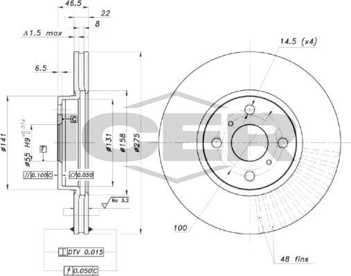 Icer 78BD0051-2 - Гальмівний диск autocars.com.ua