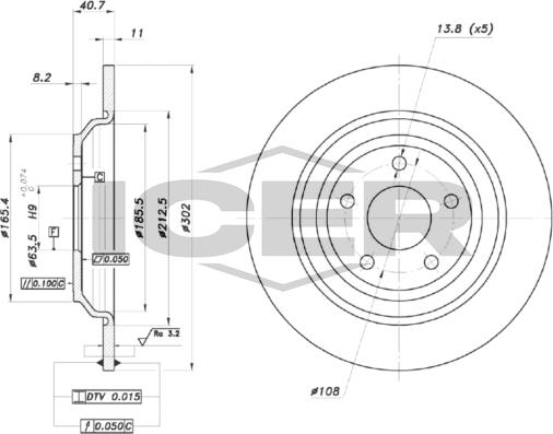 Icer 78BD0080-2 - Гальмівний диск autocars.com.ua
