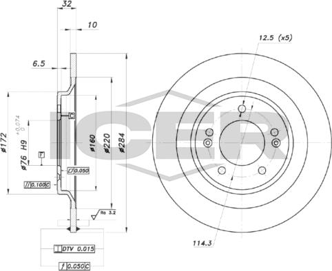 Icer 78BD0088-2 - Гальмівний диск autocars.com.ua