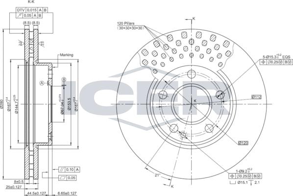 Icer 78BD0108-2 - Гальмівний диск autocars.com.ua