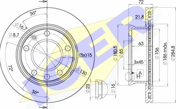 Icer 78BD0187-1 - Тормозной диск avtokuzovplus.com.ua