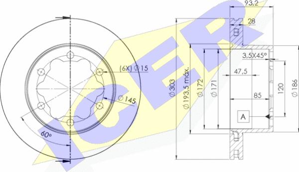 Icer 78BD0192-1 - Тормозной диск avtokuzovplus.com.ua