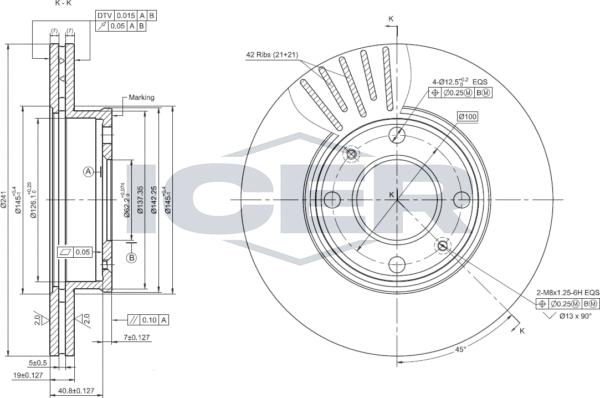 Icer 78BD0570-2 - Тормозной диск avtokuzovplus.com.ua