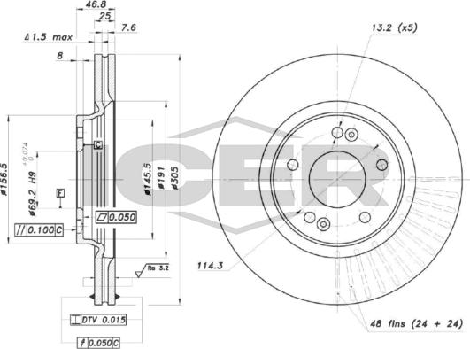 Icer 78BD0578-2 - Гальмівний диск autocars.com.ua