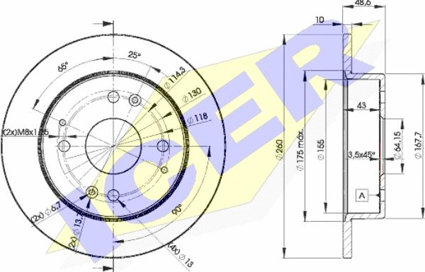 Icer 78BD0835-2 - Тормозной диск avtokuzovplus.com.ua