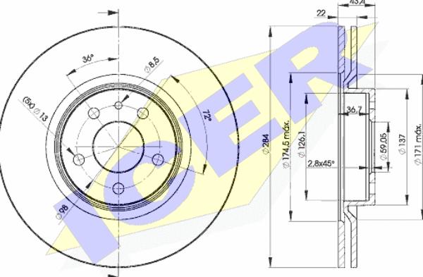 Icer 78BD1548-2 - Тормозной диск avtokuzovplus.com.ua