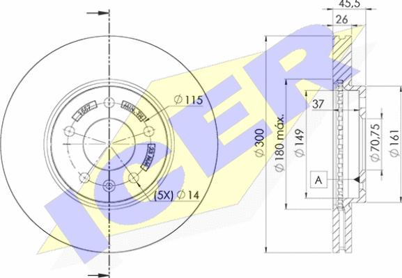 Icer 78BD1557-2 - Гальмівний диск autocars.com.ua