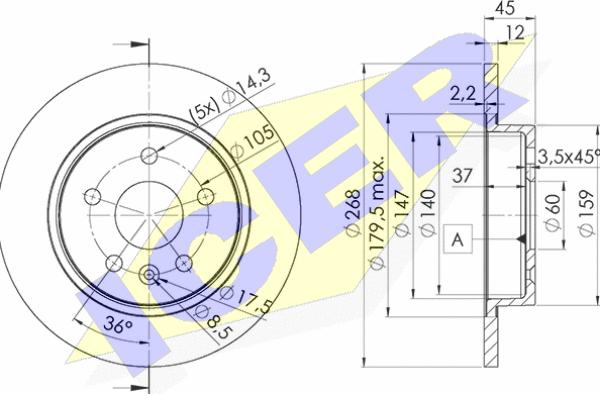 Icer 78BD1560-2 - Тормозной диск avtokuzovplus.com.ua