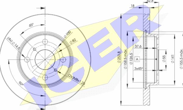 Icer 78BD1608-2 - Тормозной диск avtokuzovplus.com.ua