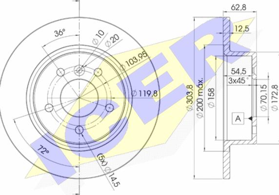 Icer 78BD2004-2 - Тормозной диск avtokuzovplus.com.ua