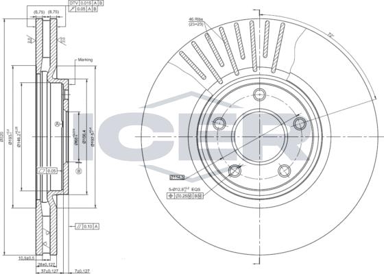 Icer 78BD2059-2 - Гальмівний диск autocars.com.ua