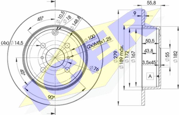 Icer 78BD2081-2 - Тормозной диск avtokuzovplus.com.ua