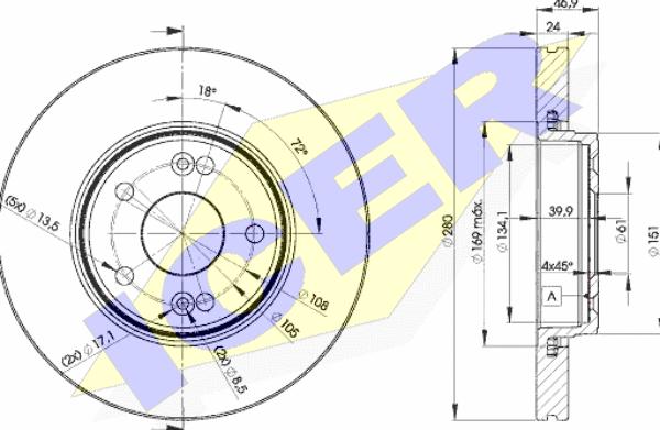 Icer 78BD2234-2 - Гальмівний диск autocars.com.ua