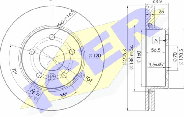 Icer 78BD2817-2 - Гальмівний диск autocars.com.ua