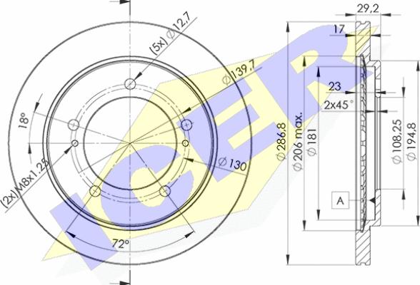 Icer 78BD2863-2 - Гальмівний диск autocars.com.ua