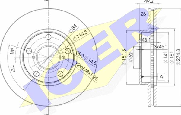 Icer 78BD2878-2 - Гальмівний диск autocars.com.ua