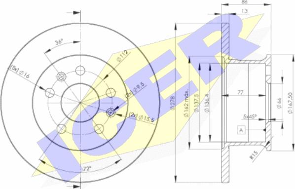 Icer 78BD3011-1 - Тормозной диск avtokuzovplus.com.ua