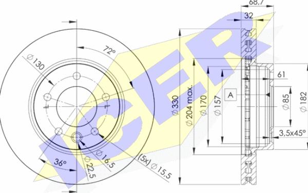 Icer 78BD3326-1 - Тормозной диск avtokuzovplus.com.ua