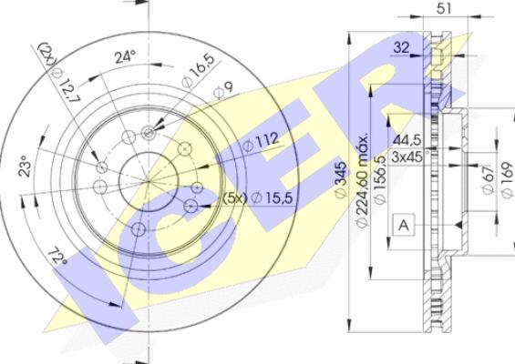 Icer 78BD3504-2 - Тормозной диск avtokuzovplus.com.ua