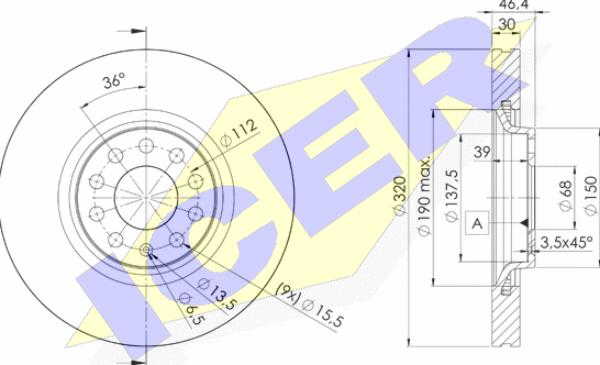 Icer 78BD3615-2 - Тормозной диск avtokuzovplus.com.ua