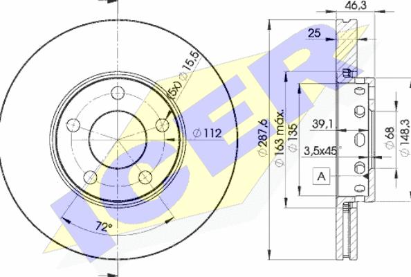 Icer 78BD4063-2 - Гальмівний диск autocars.com.ua