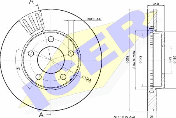 Icer 78BD4093-2 - Гальмівний диск autocars.com.ua