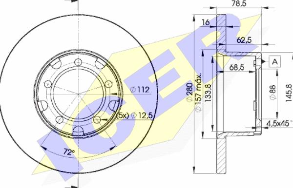 Icer 78BD4280-1 - Тормозной диск avtokuzovplus.com.ua