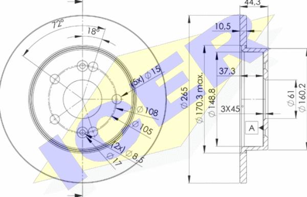 Icer 78BD4297-2 - Тормозной диск avtokuzovplus.com.ua