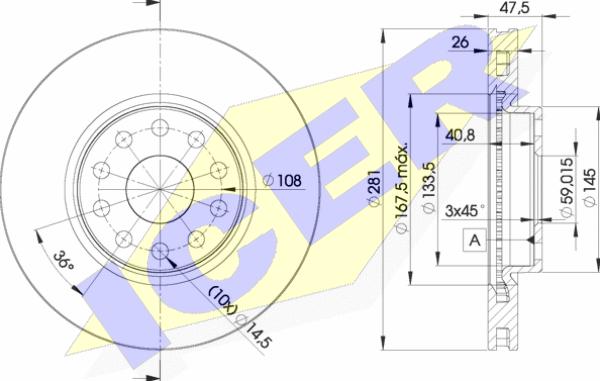 Icer 78BD4639-2 - Гальмівний диск autocars.com.ua