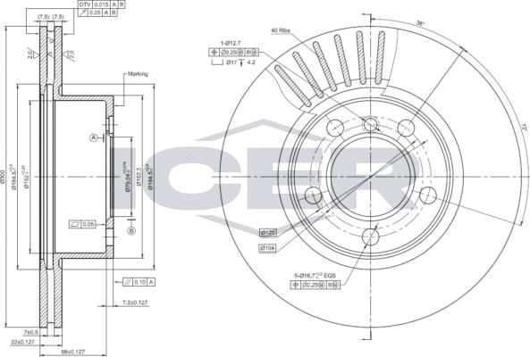 Icer 78BD4666-2 - Тормозной диск avtokuzovplus.com.ua