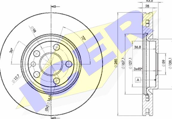 Icer 78BD4678-2 - Тормозной диск avtokuzovplus.com.ua