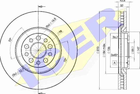 Icer 78BD4684-2 - Тормозной диск avtokuzovplus.com.ua