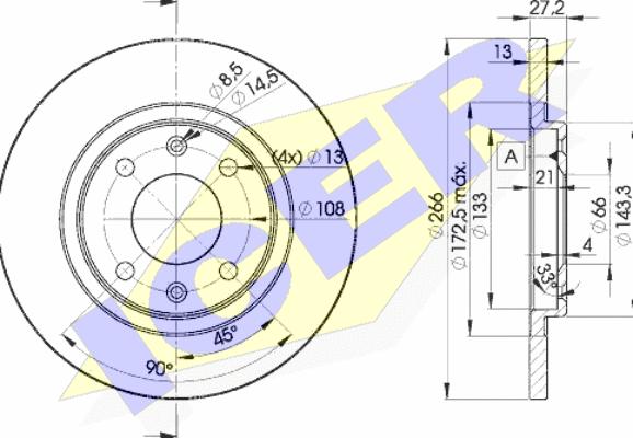 Icer 78BD4692-2 - Гальмівний диск autocars.com.ua