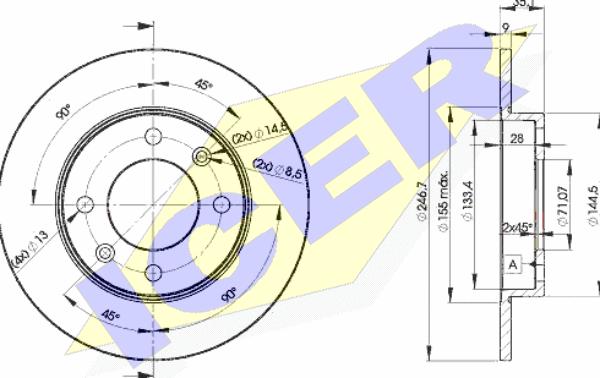 Icer 78BD4746-2 - Тормозной диск avtokuzovplus.com.ua