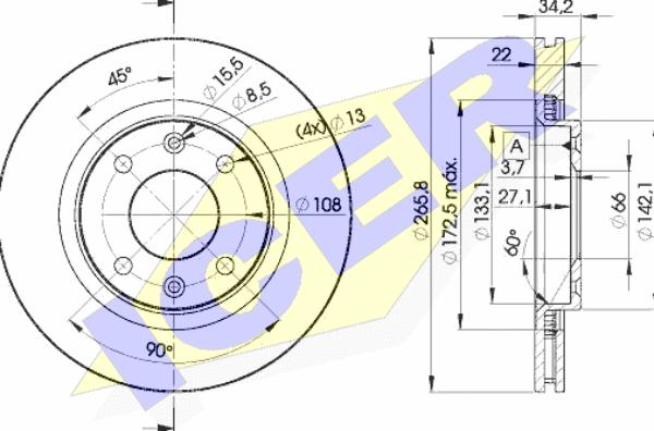 Icer 78BD4750-2 - Тормозной диск avtokuzovplus.com.ua